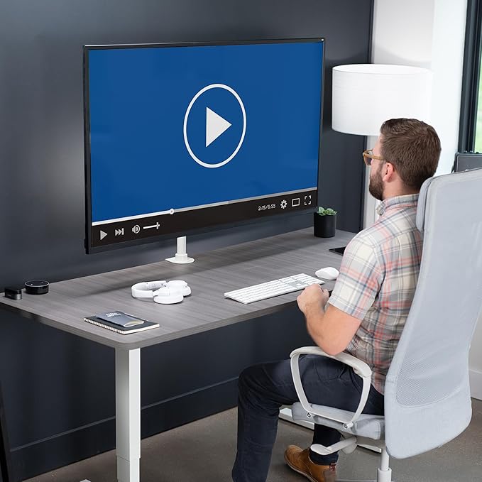 VIVO Ultra Wide TV Desk Mount for up to 55 inch Screens Weighing 66 lbs, Full Motion Height Adjustable Single Television Stand, White, STAND-V155CW