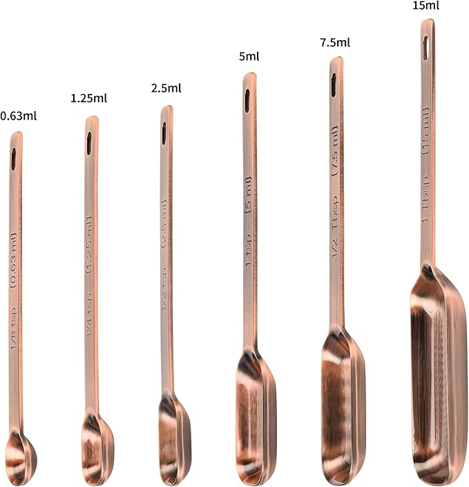 Nstezrne Copper Measuring Cups and Spoons Set, Stainless Steel Measuring Cups and Spoons Set 12, Metal Measuring Cups Set, 5 Measuring Cup Set and 6 Copper Measuring Spoons &Leveler for Kitchen