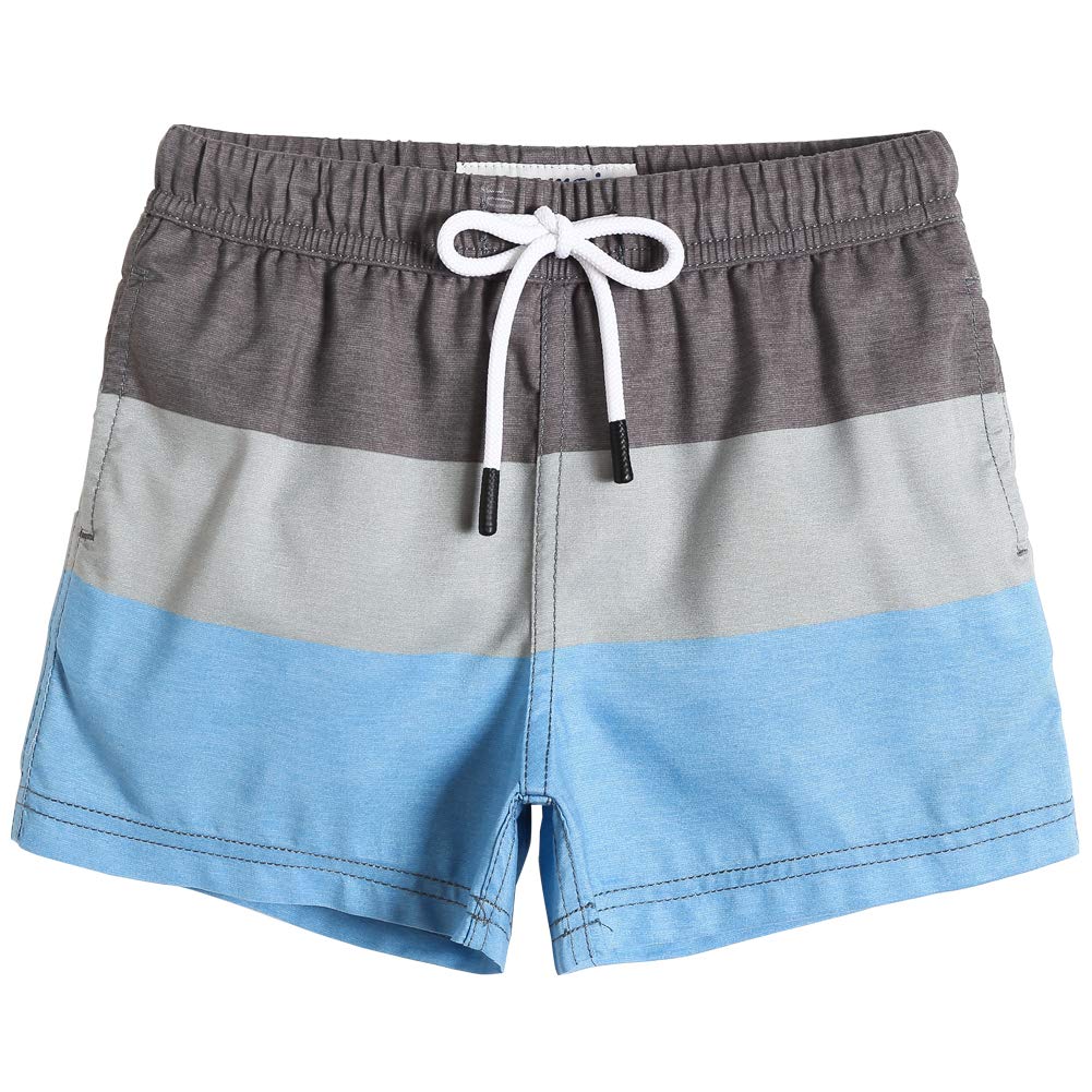 maamgic Boys Swim Trunks Toddler Swim Shorts Little Boys Bathing Suit Swimsuit Toddler Boy Swimwear,Stripe Grayblue,8 T