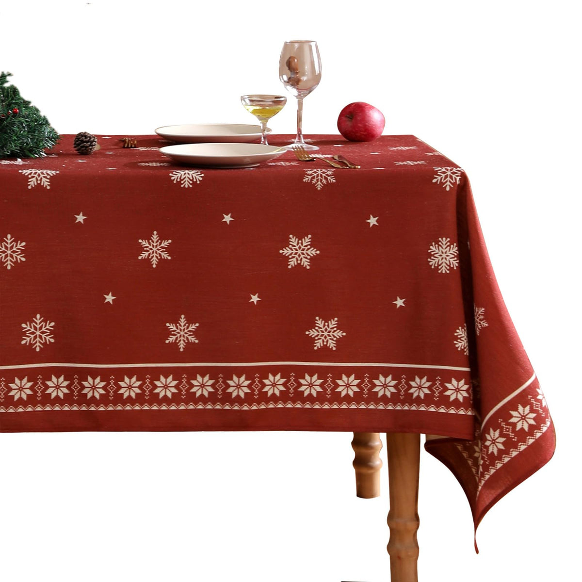 ISAENNE Vintage French Linen Square Small Tablecloth,55"x55"-Flora A