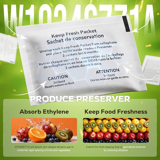 Funmit W10311524 Air Filter & W10346771A Freshflow Produce Preserver Replacement