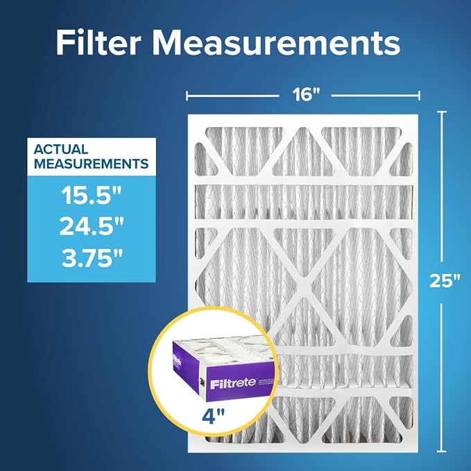 Filtrete 16x25x4, AC Furnace Air Filter, MPR 1550 DP, Healthy Living Ultra