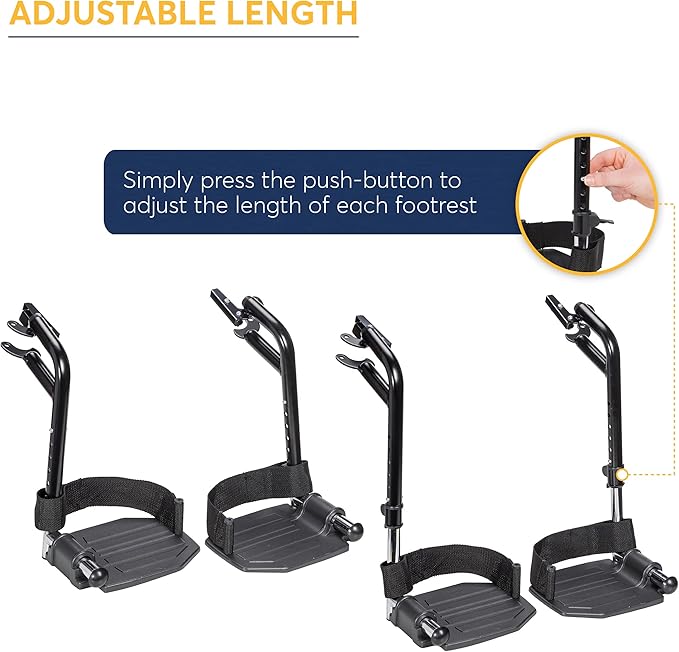 Drive Medical STDSF-TF Swing Away Footrests, Black