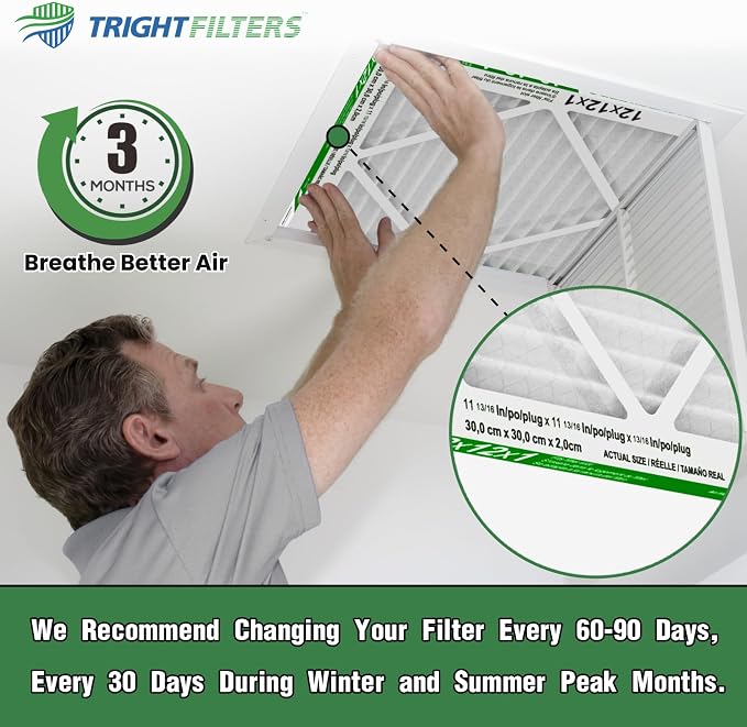 12x12x1 Air Filter 6 Pack, Durable MERV 8 Pleated Home HVAC AC Furnace Filters