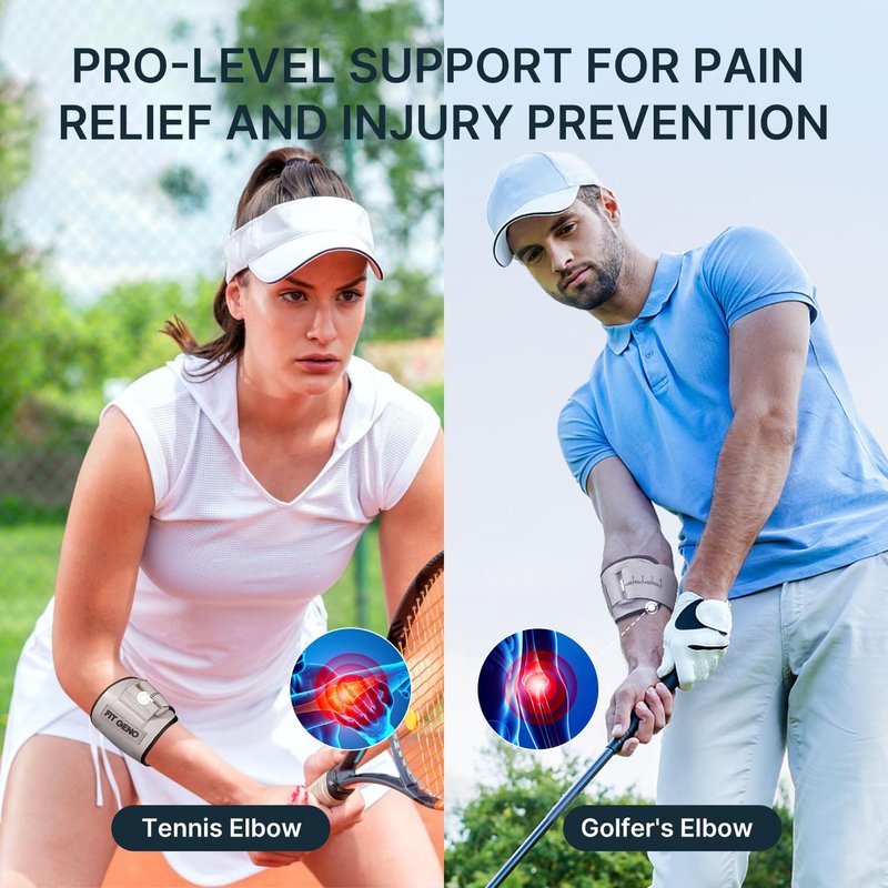 Fit Geno Elbow Brace for Tennis & Golfer's Elbow: Forearm 10''-15.5'', 1 Pack, Black