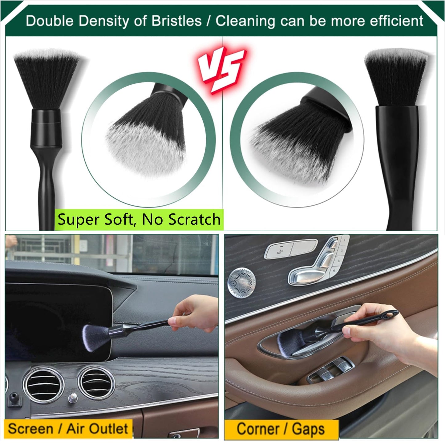 Fitosy Car Detailing Brushes Duster Cleaning Kits, Soft Hair Dashboard Air Vent Crevice Dusting Detail Cleaner Interior Accessories Tools for Decoration,Automotive,Truck,SUV,RV