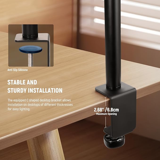 NEEWER BASICS 18W 7" Desktop Ring Light with Stand Folding Arm Desk C Clamp, Full Screen LED Circle Ringlight for Video Conference Lighting Streaming Recording Makeup Phone Selfie Computer Laptop, R18