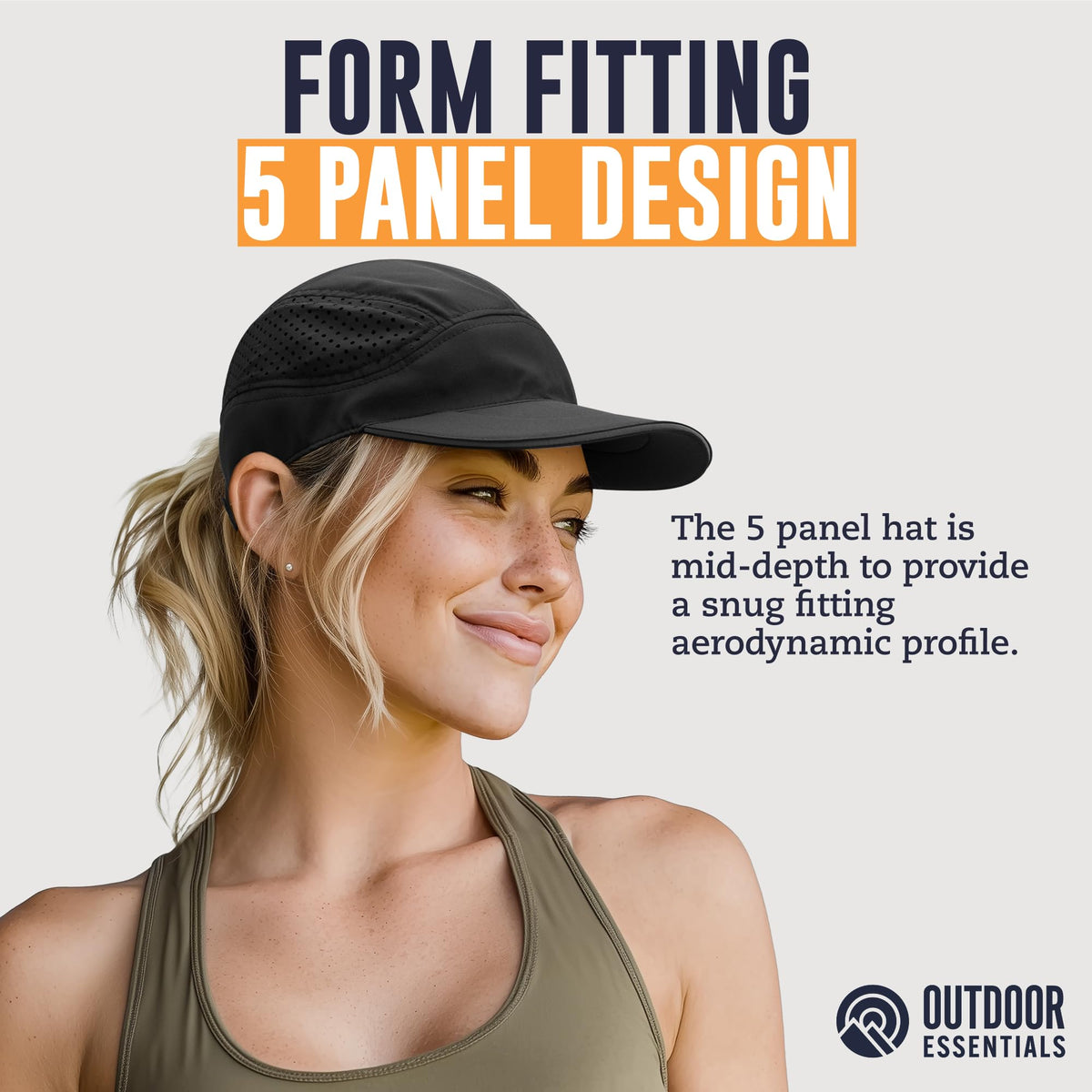 OutdoorEssentials Running Hat - Breathable Running Hats for Women & Men - Jogging Exercise Hiking Cap - Trail Baseball Tennis Black