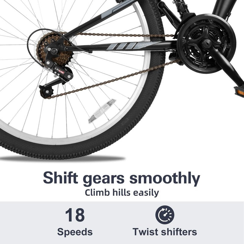 WEIZE Mountain Bike, 27.5 inch Outdoor Cycling Bike, 18-Speed/High-Carbon Steel/Dual Full Suspension, Adjustable Ergonomic Seat for Men Women Adult, MTB Bicycle with Suspension Fork, Matte Black