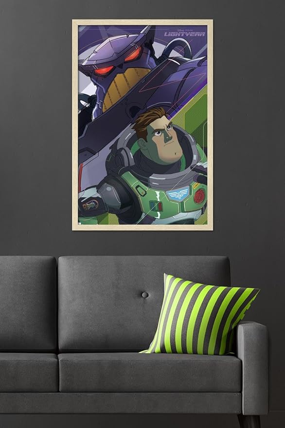 Trends International Disney Pixar Lightyear - Buzz and Zurg Wall Poster, 34L x 22.4W, Blonde Framed Version