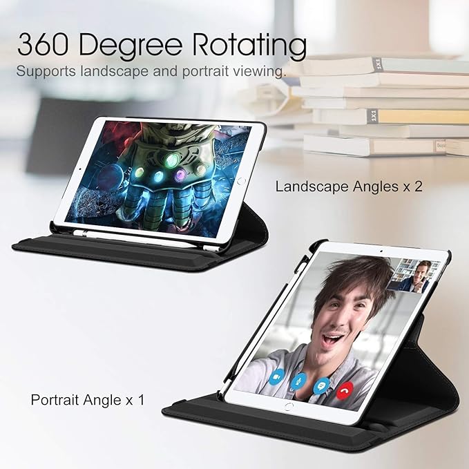 Fintie Rotating Case for iPad Air (3rd Gen) 10.5" 2019 / iPad Pro 10.5" 2017 with Built-in Pencil Holder - 360 Degree Rotating Stand Protective Cover, Auto Sleep/Wake (Black)