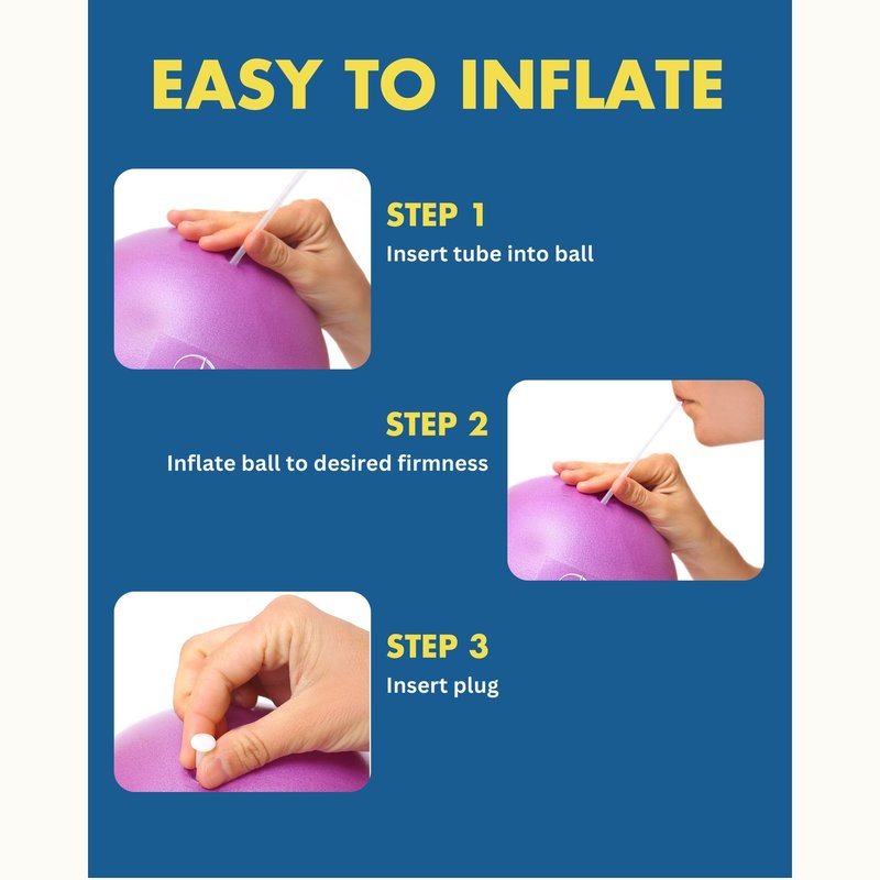 ProBody Pilates Small Exercise Ball - 9 Inch Workout Ball for Stability, Barre, Yoga, Core & Physical Therapy, Home Gym & Office Use (Purple)