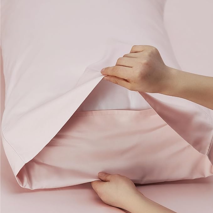 Bedsure King Size Sheets Set, Cooling Sheets for Hot Sleepers, Rayon Derived from Bamboo, Breathable & Soft, Deep Pocket Up to 16 Inches, Hotel Luxury Silky Bedding, Pink