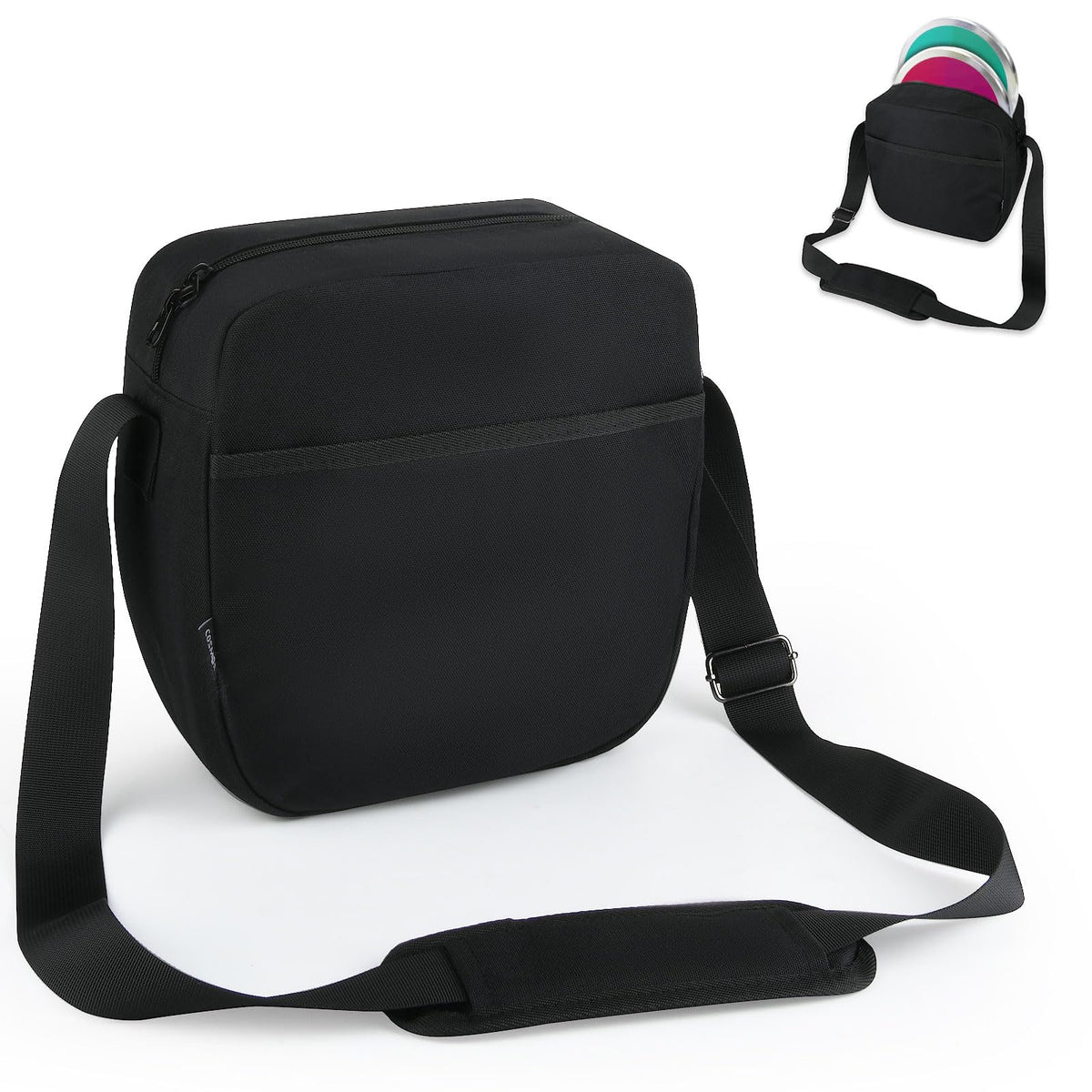 Cosmos Discus Carrier Bag Discus Shoulder Bag with Adjustable Strap, Track and Field Discus Throw Carry Case Portable Discus Storage Bag with Zipper Pocket for Storing 2 Discuses, Discus Not Included