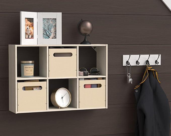 ClosetMaid 5430 Mini 6-Cube Desktop or Wall Mount Organizer, Bleached Walnut