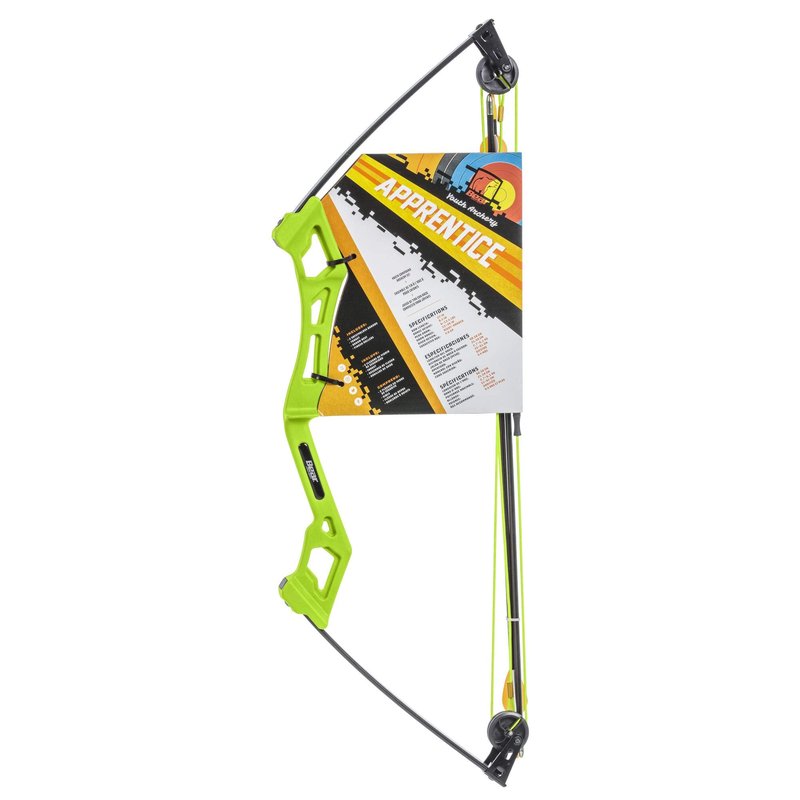 Bear Archery Apprentice Compound Youth Bow, Right Handed, Ages 4-7, Continuous Draw Weight up to 13.5 lbs, Continuous Draw Length up to 24", Ready-to-Shoot Accessories, Flo Green