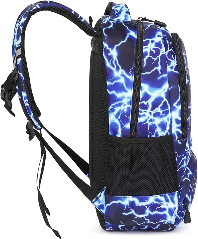 BABUN Backpack for Boys Middle Elementary Set for Kids Bookbag Lightning Laptop School Bags Waterproof With Lunch Box Bag (1-Blue)