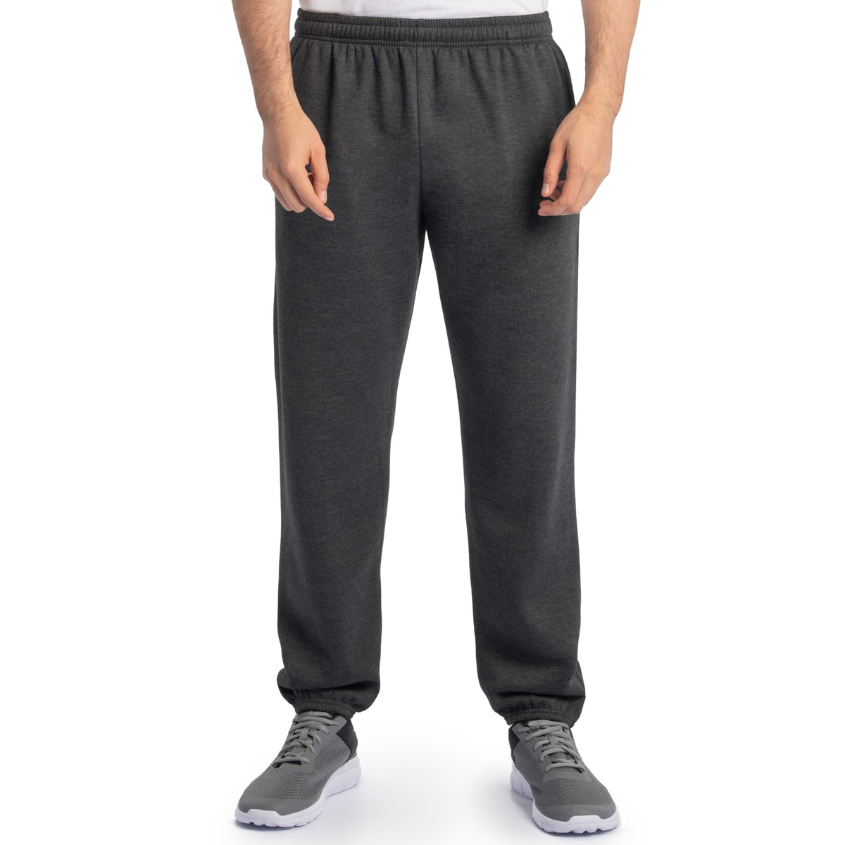 Fruit Of The Loom Mens Eversoft Fleece Elastic Bottom With Pockets, Relaxed Fit, Moisture Wicking, Breathable Sweatpants, Black Heather, Medium US