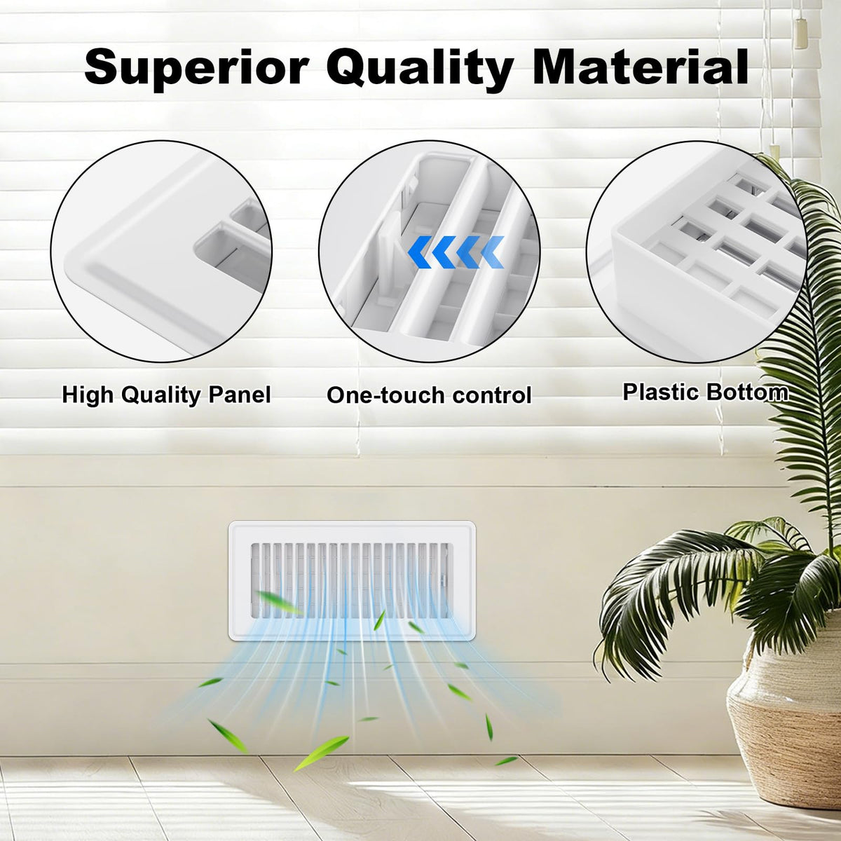 Floor Register 4x10, 4 Pack Floor Vent Covers for Home Floor Heavy Duty Steel Panel Walkable Floor Grates Adjustable Air Vent Covers 4" x 10" Floor Vent, White