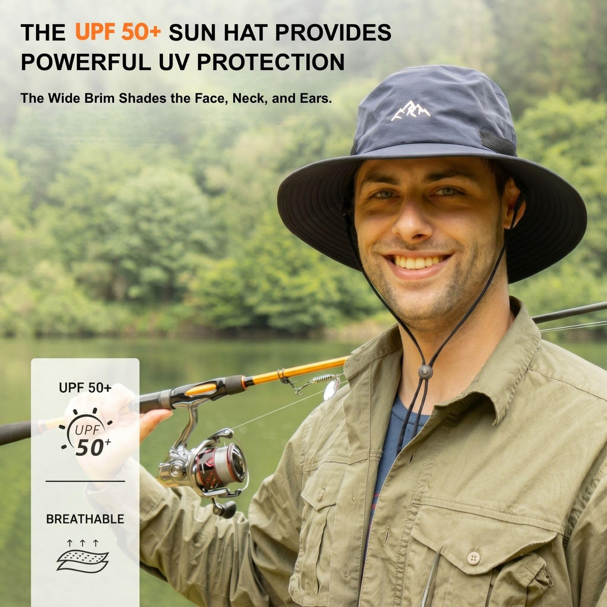 TOP-EX Waterproof Mens Bucket Sun Bucket Hat, Boonie Hiking Fishing Beach Safari Hats for Summer Rain Cap Shade Outdoor - UV Protection SPF Wide Brim Sunhat, Green XL/XXL
