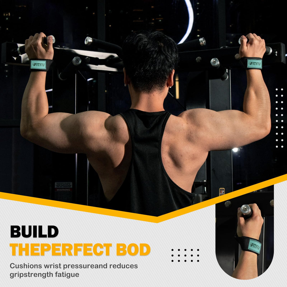 FITFIV Lifting Straps for Weightlifting, Lifting Wrist Straps for Gym Strength Training, Neoprene-padded Wrist Cushion - Men & Women