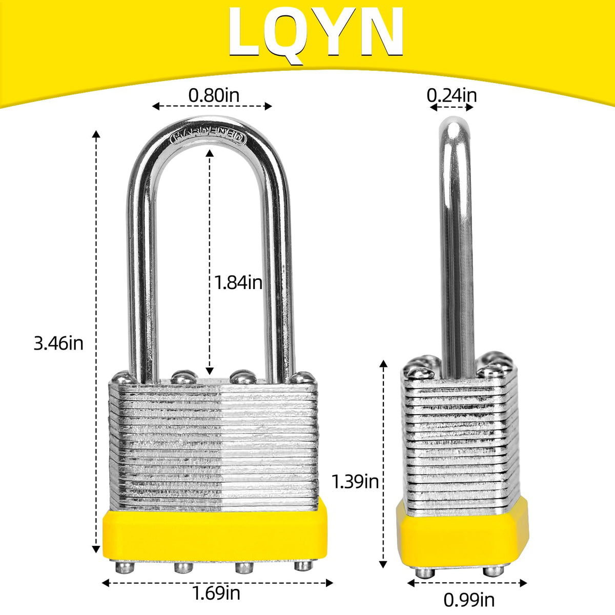 Padlocks with Same Key, LQYN 24 Pcs Laminated Keyed Padlock (1-9/16", 40mm), Keyed Alike Locks, Long Shackle, for Storage Locker, Hasp Latch, Toolbox, Sheds