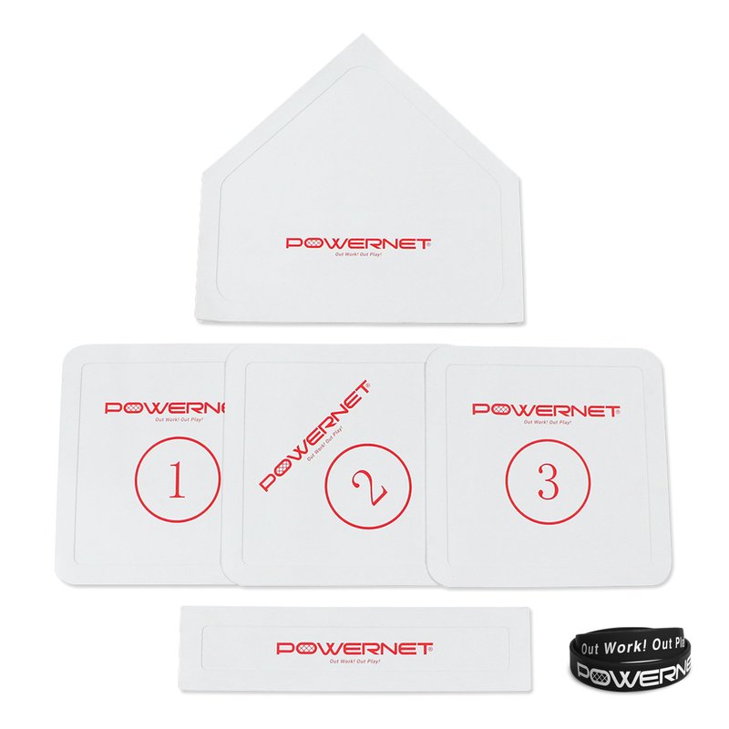 PowerNet 5-Piece Base Set for Baseball, Softball & Kickball, Flexible Anti-Slip Weather Resistant Rubber Bases for Yard Games