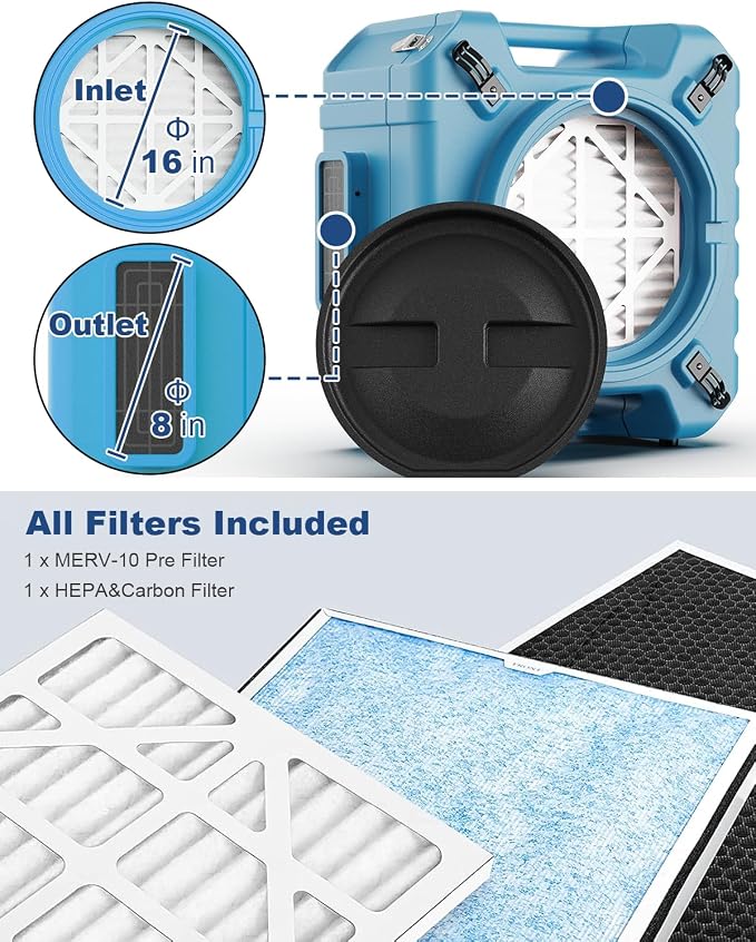 ALORAIR PureAiro HEPA Pro 870 Air Scrubber | UV-C Light Sterilization | 3-Stage