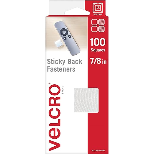 VELCRO Brand Adhesive Squares, 100pk 7/8" White, Mounting Tape for Office Organization, Laminated Signs Classroom Décor