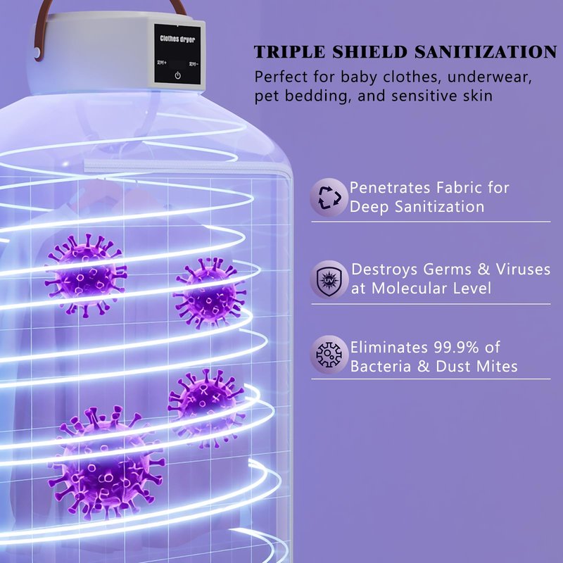Portable Clothes Dryer, 600W Compact Foldable Mini Dryer Machine with Adjustable Timer, Quiet Fast-Drying Electric Travel Clothes Dryer for RV, Apartment, Home, Hotel Room