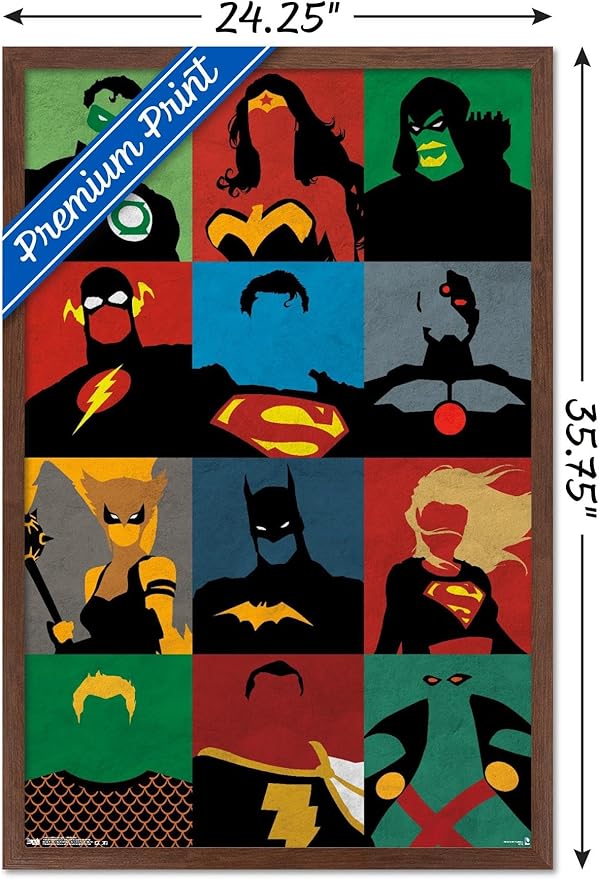 Trends International DC Comics - Justice League - Minimalist Wall Poster, 22.375" x 34", Mahogany Framed Version
