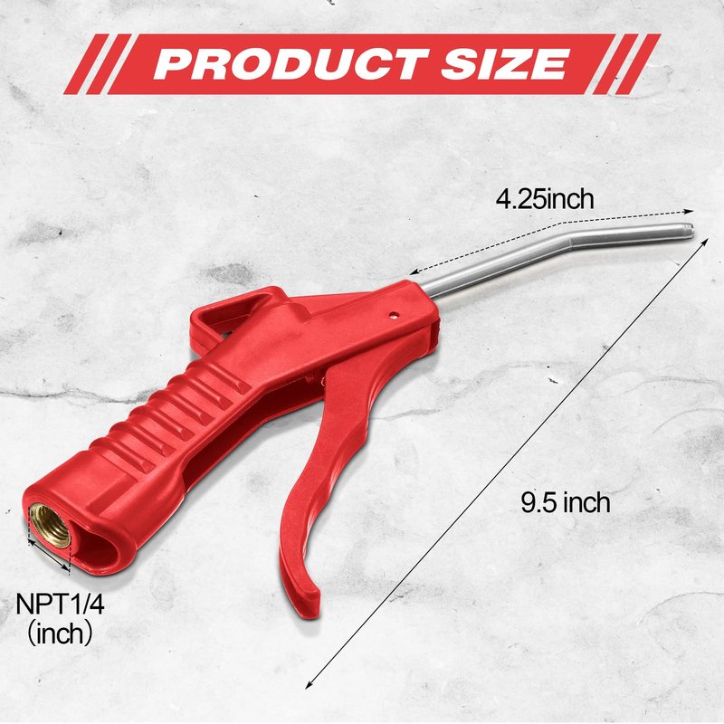 Honoson Air Nozzle Blower Gun Pistol Grip Air Blow Tool Compressor Accessories for Industrial Household Mechanics(Red,8 Pcs)