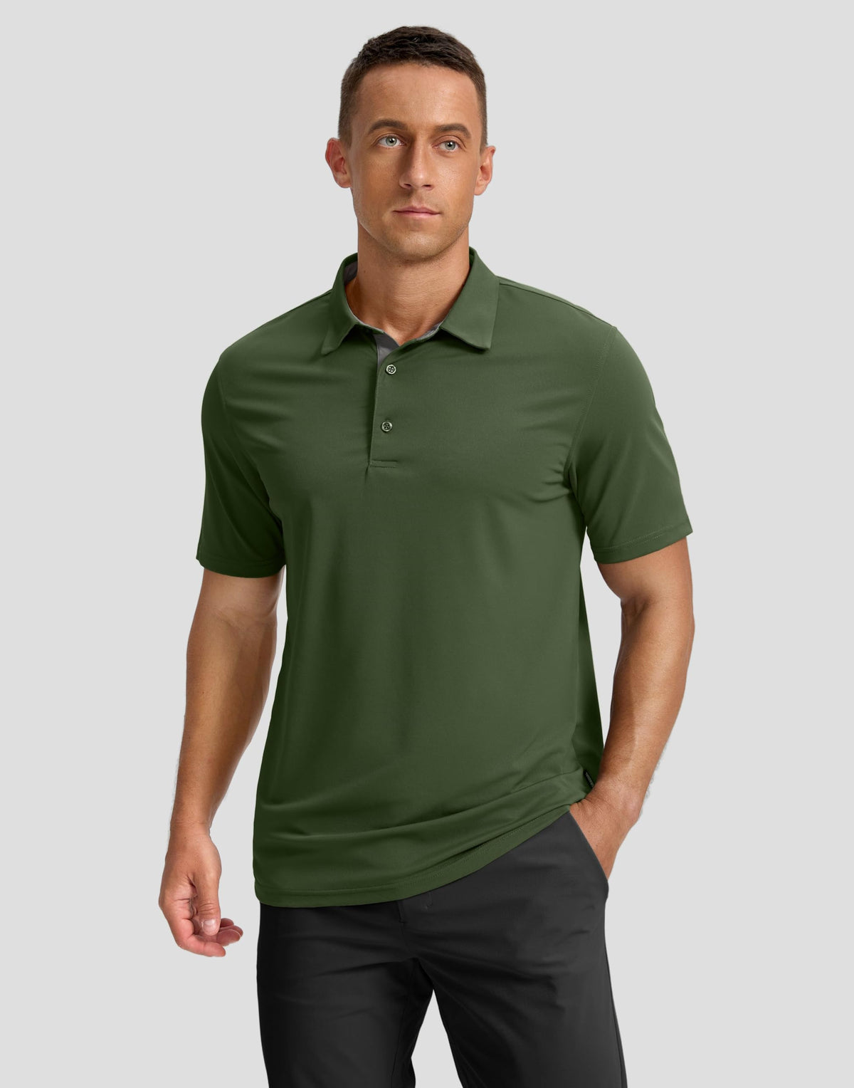 Men's Golf Shirts Dry Fit Moisture Wicking Performance Short Sleeve Collared Polo Shirts for Casual Tennis Bussiness (Dark Green, XL)