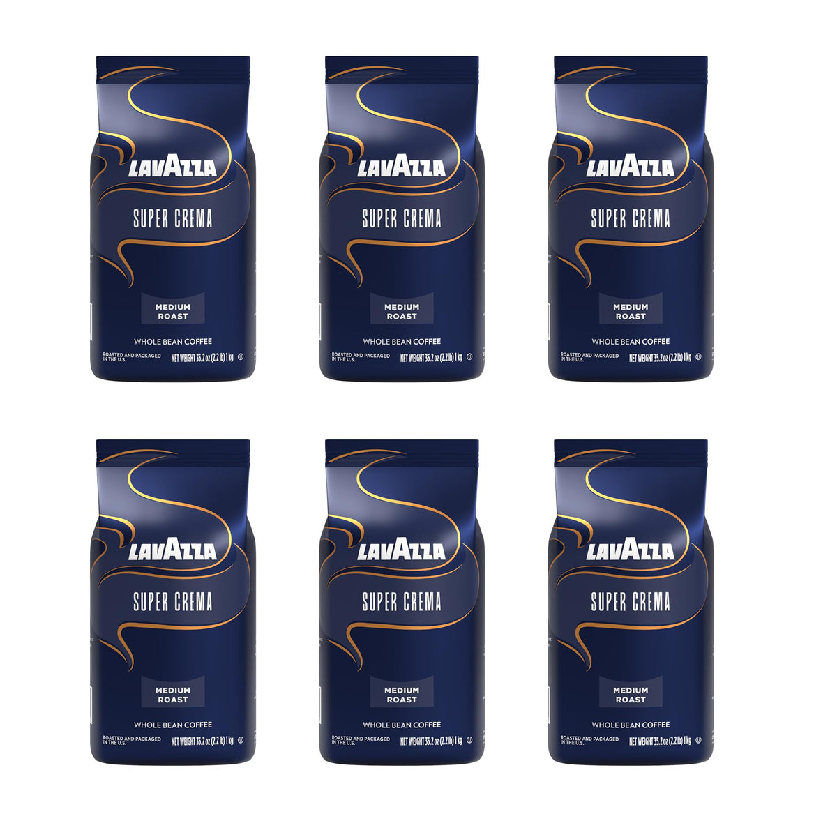 Lavazza Qualità Oro Whole Bean Coffee Blend, Medium Roast, 2.2-Pound Bag (Pack of 6)