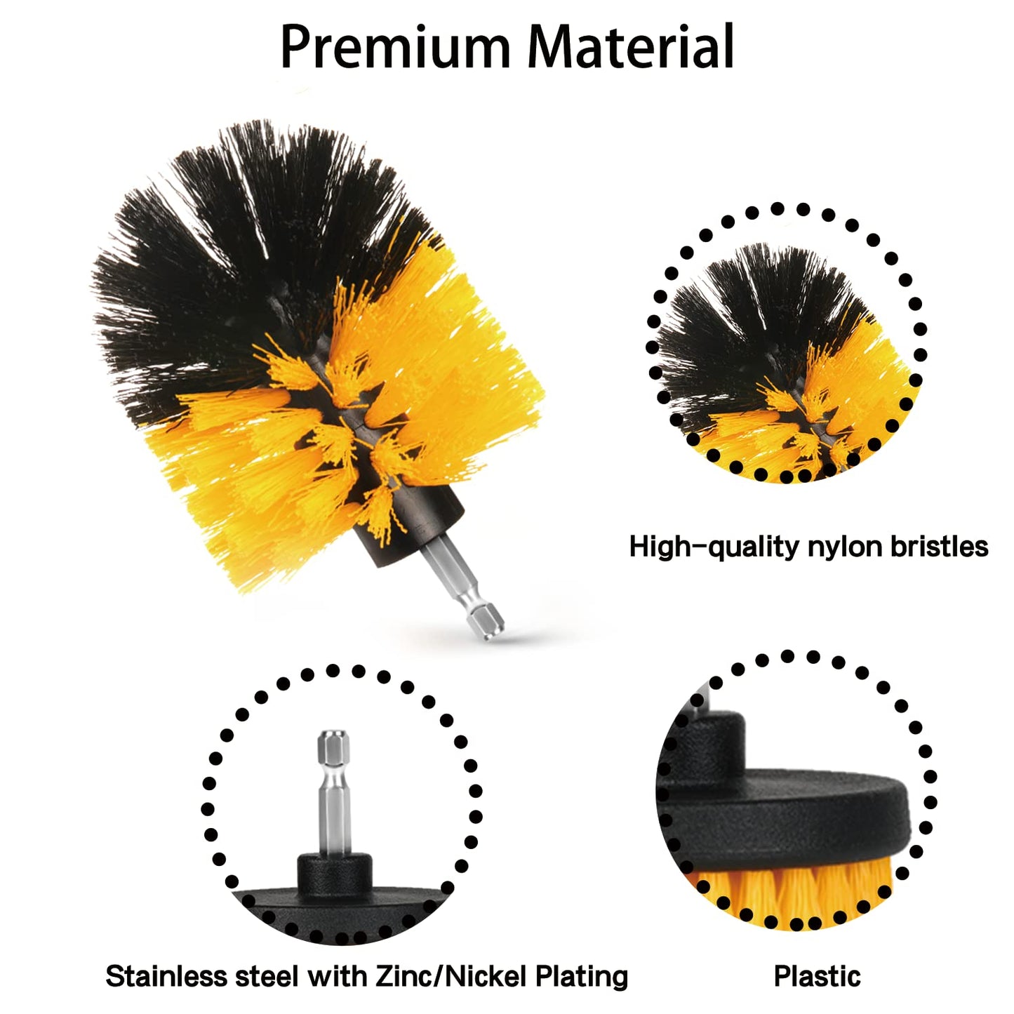 Drill Brush Attachment Set, 7 Pack 1/4in Power Scrubber Brush + Extend Long Rod, Brush Drill Attachment, Power Cleaning Scrub Brush for Bathroom, Tub, Tile, Corner, Floor