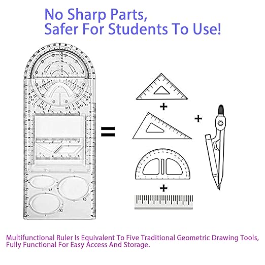 Multifunctional Geometric Ruler Set,Mathematics Drawing Ruler Geometric Drawing Template Measuring Tool Draft Rulers Million Flower Rulers