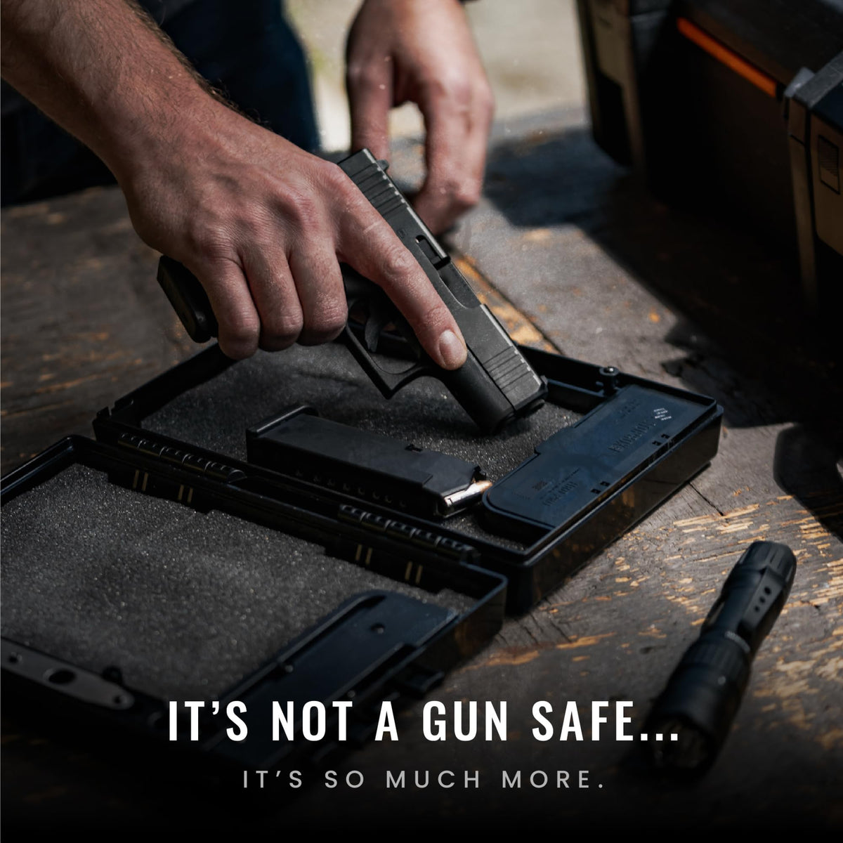 STOPBOX Gun Safe Alternative - Tactical Handgun Storage, Instant Access Portable Gun Case, TSA Compliant Gun Lock Box for Quick Handgun Access | Black - 2PK (Full-Size Only)