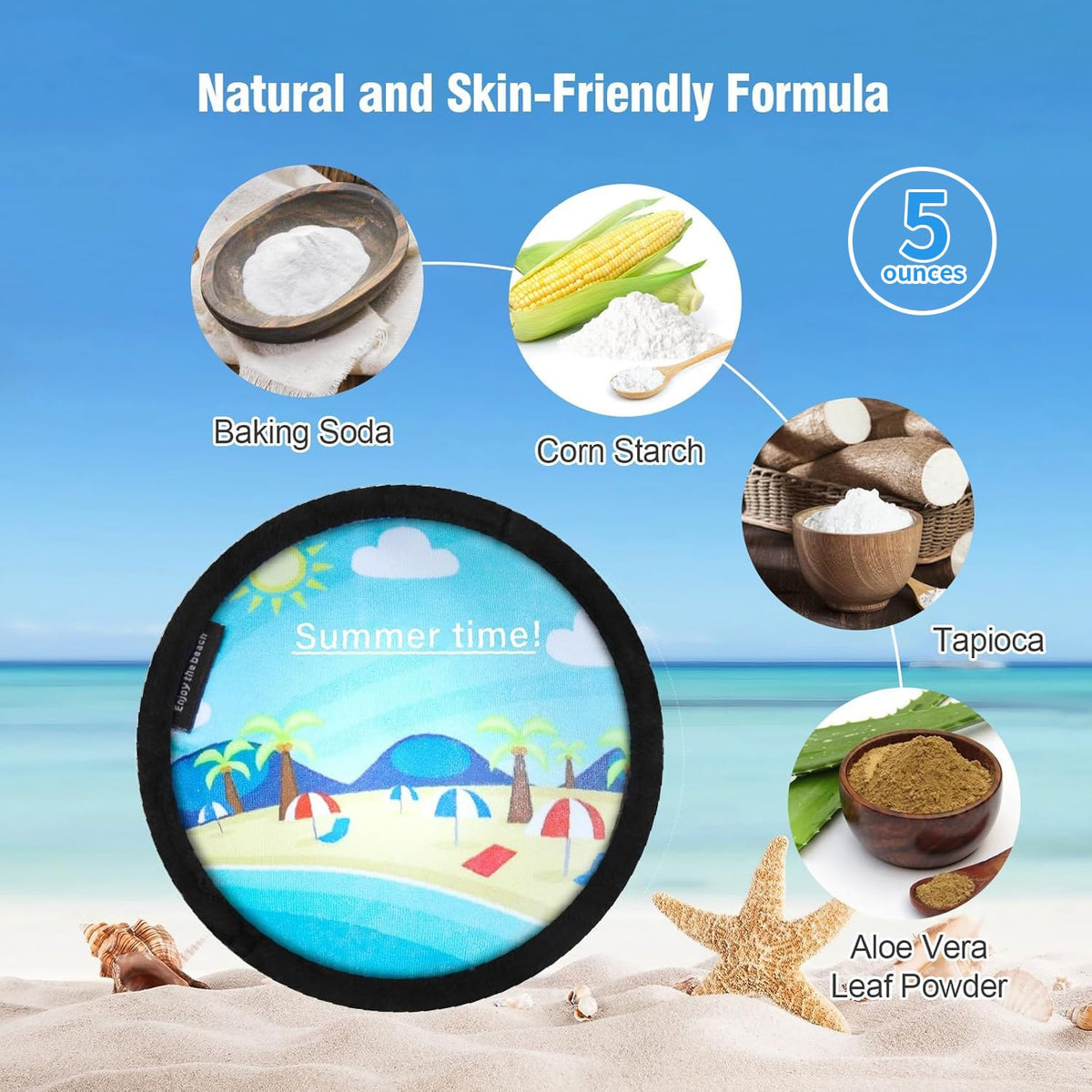 BUT TO Talc-Free Double Capacity Sand Remover for Beach - Gentle on Skin Instant Sand Removal Bag with Natural Ingredients - Beach Essentials & Accessories for Vacation Travel and Cruise