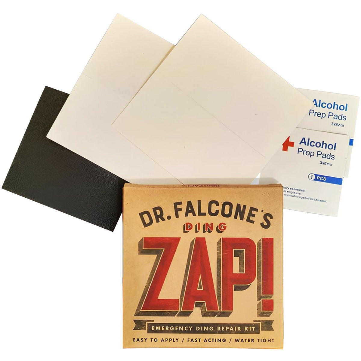 Emergency Ding Patch Repair Kit for Surfboard, Paddle Board - Fiberglass Patch with Resin Epoxy - Includes Alcohol Pads and Sandpaper - Waterproof Finish, Chip Resist for Marine Board Restoration