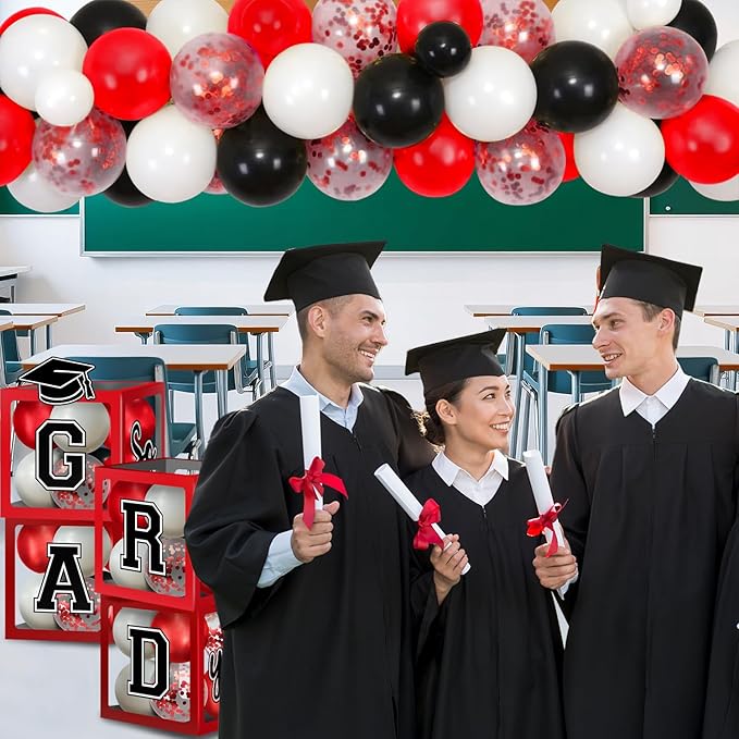 2026 Graduation Decorations, Red And Black Graduation Decorations 2026 Arch Kit Boxes With Letters 2026 Grad for Middle School High School College ect.