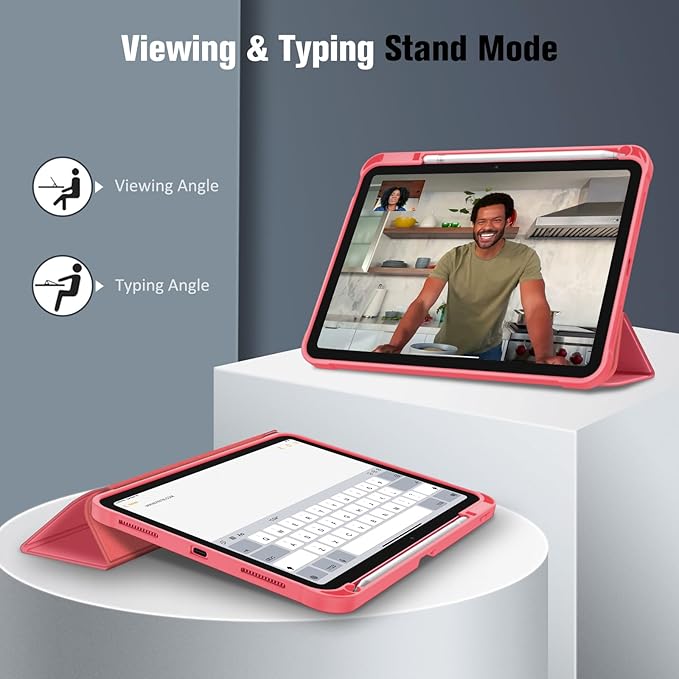 Fintie SlimShell Case for iPad (A16) 11th Generation 11 Inch (2025), iPad 10th Generation 10.9 Inch (2022) - Flexible Soft TPU Stand Back Cover with Pencil Holder, Pink