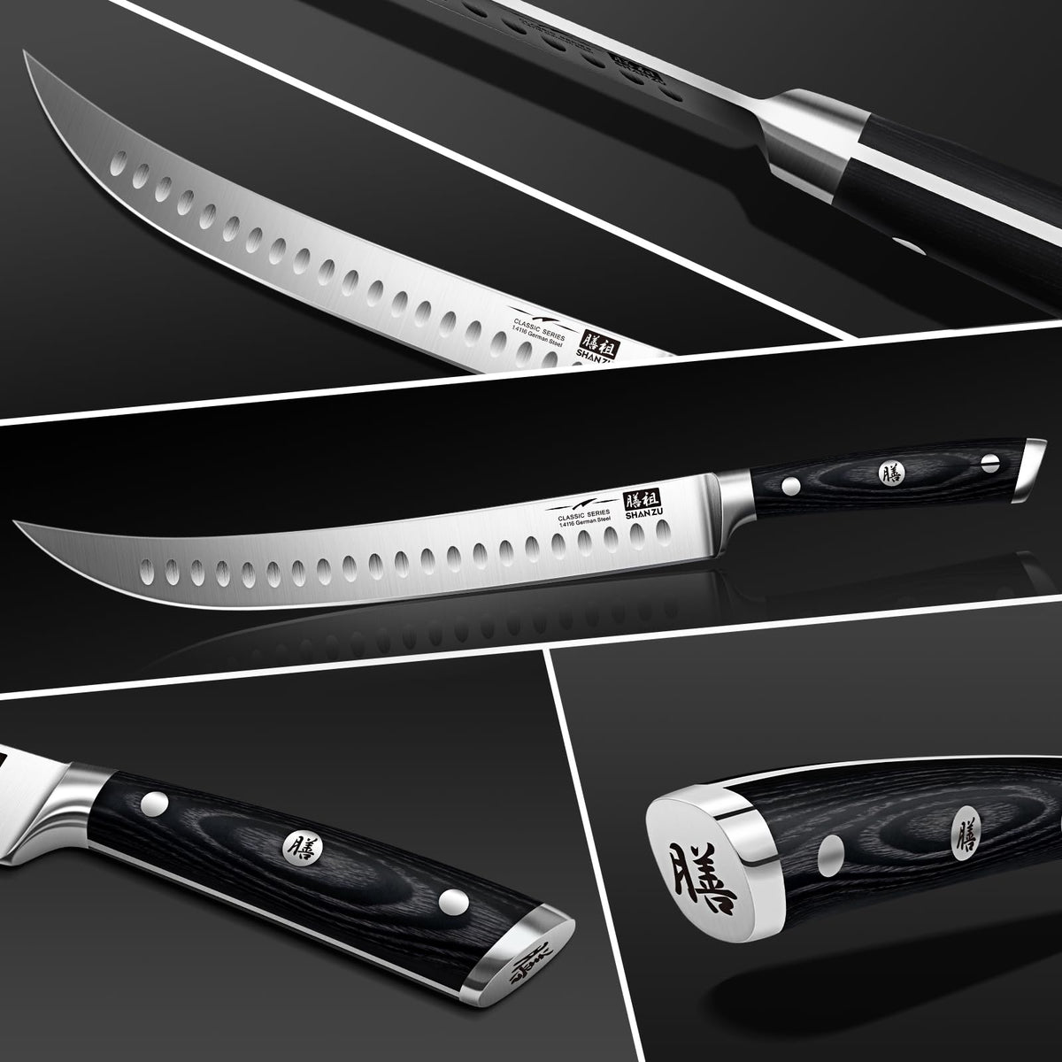 SHAN ZU 10-Inch Serrated Bread & Sourdough Knife with Wood Handle