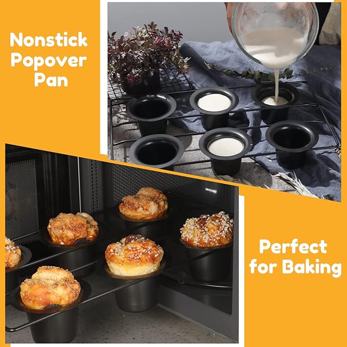Shellwei 2 Pcs 12 Cups Nonstick Popover Pan Muffin Cupcake Pudding Bakeware