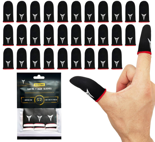 6 Pack Mobile Phone Gaming Finger Sleeves, Nuozme Finger Sleeves Compatible with All Touchscreen Devices, 0.15mm Superconducting Nanofibers, Smooth Feel, Anti-Sweat, Extremely Thin, Red Edge