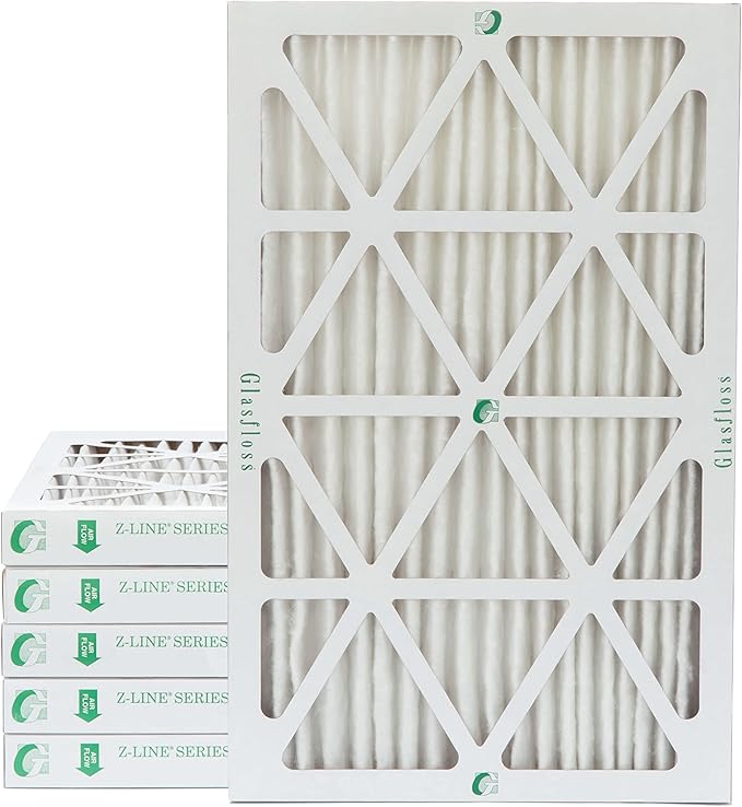 Glasfloss 16x25x2 MERV 10 2" Inch Pleated Air Filters Box of 6. Actual Size: