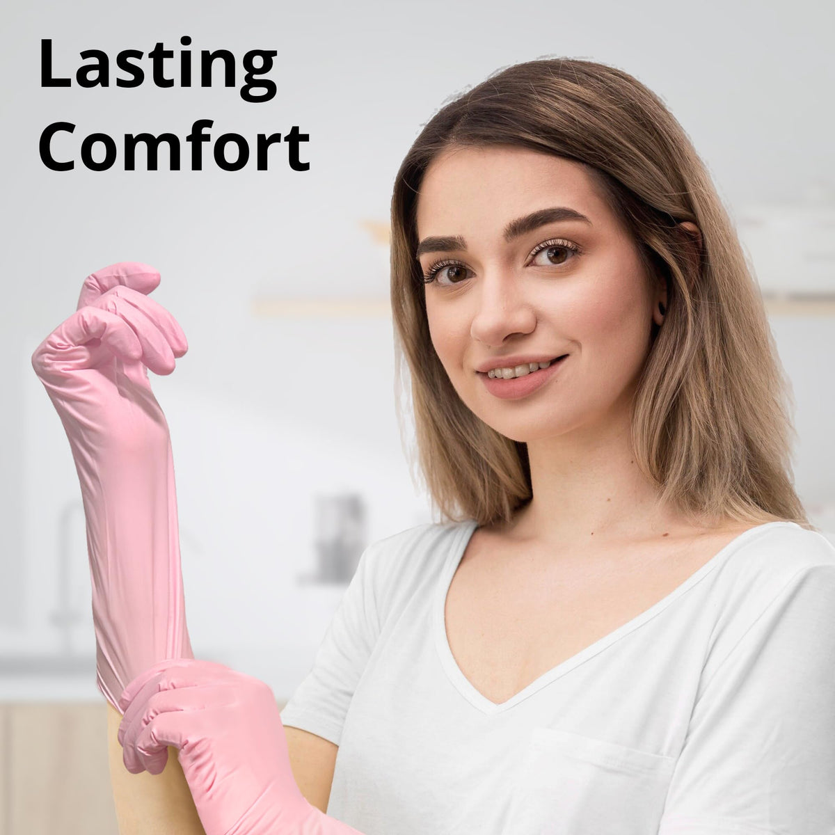 SwiftGrip Disposable Nitrile Dishwashing Gloves, Extended 12 Inches Cuff, 6-mil, Small, Cherry Blossom Cleaning Gloves for Latex-Free, Ideal for Cooking, Hair Dye, Spa (Box of 100)