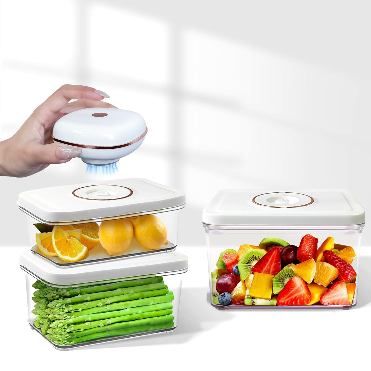 Vixino Vacuum sealer for food, handheld vacuum sealer+ 3 vacuum containers