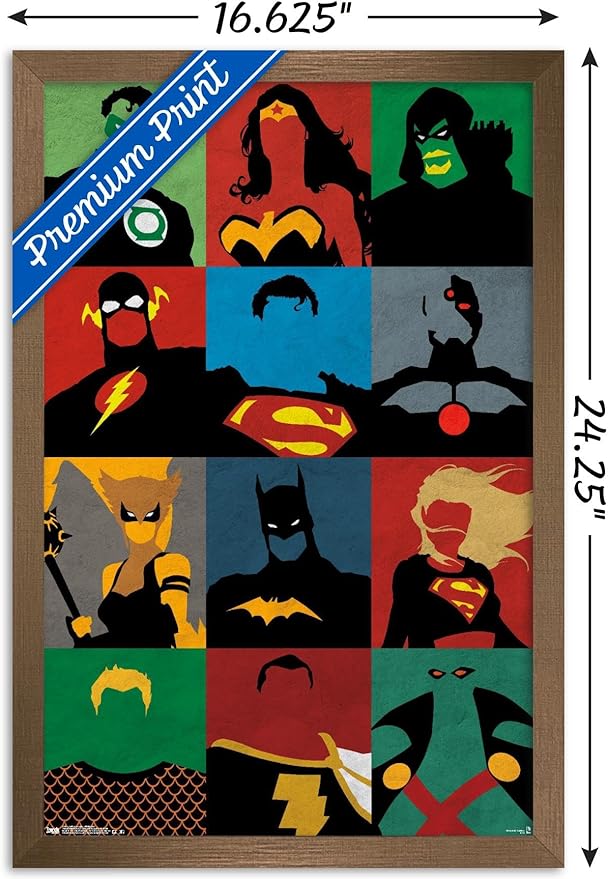 Trends International DC Comics - Justice League - Minimalist Wall Poster, 14.725" x 22.375", Bronze Framed Version