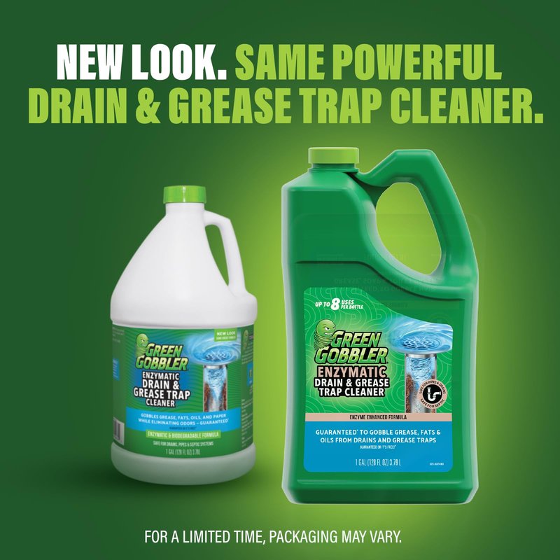 Green Gobbler Enzyme Drain Cleaner | Controls Foul Odors & Breaks Down Grease, Paper, Fat & Oil in Sewer Lines, Septic Tanks & Grease Traps | 1 Gallon