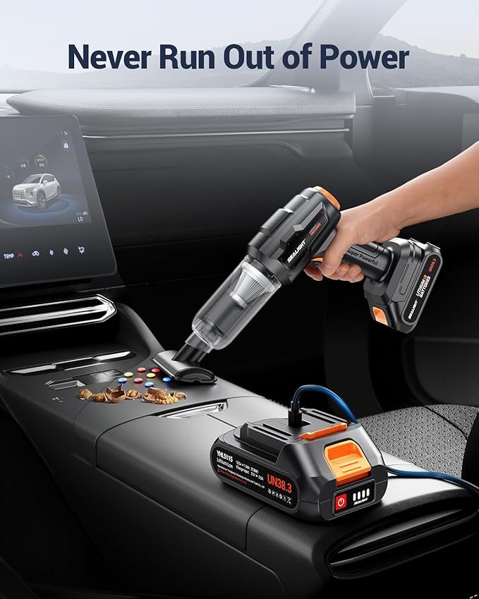 SEALIGHT Car Vacuum Portable Cordless, High Power Suction and Air Duster, 7 in 1 Handhle Vacuum Cleaner for Car, Office, Pet